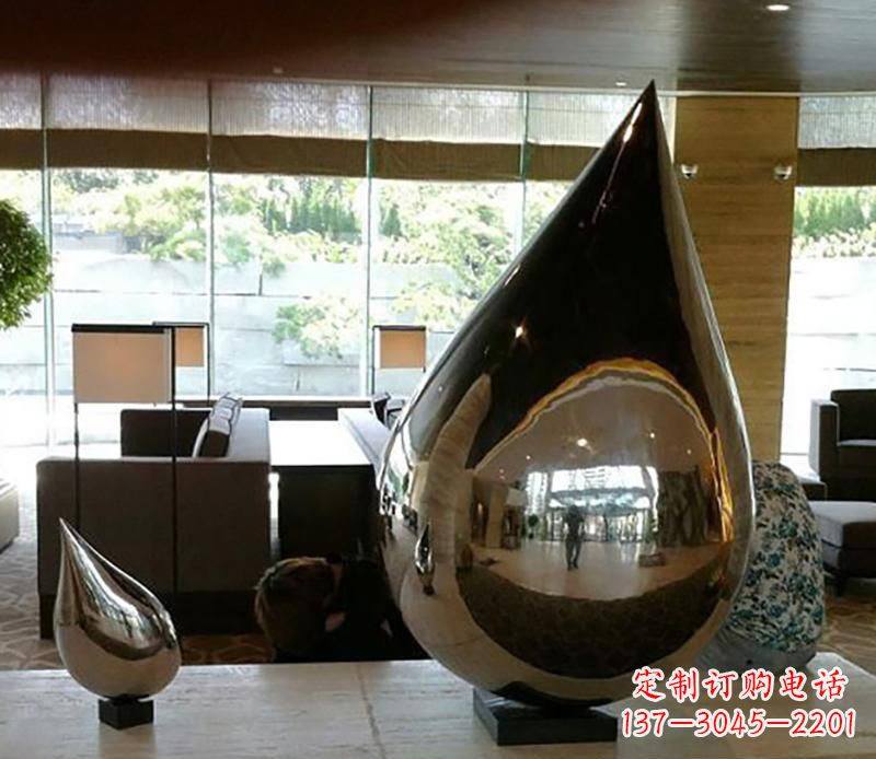 潍坊公园不锈钢水滴球景观雕塑