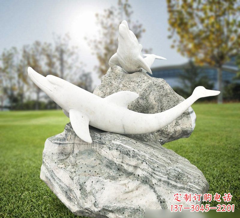 潍坊中领雕塑设计之海豚石雕