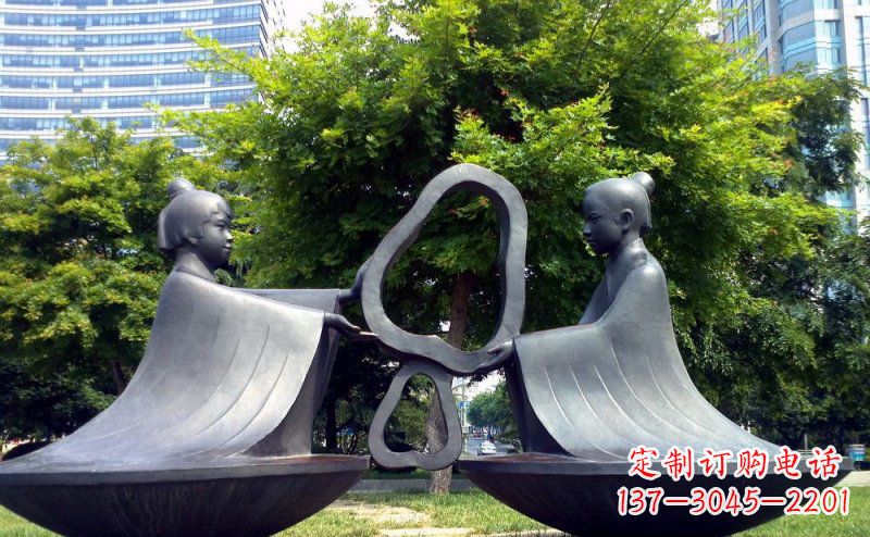 潍坊特色铜雕-孔融让梨雕塑