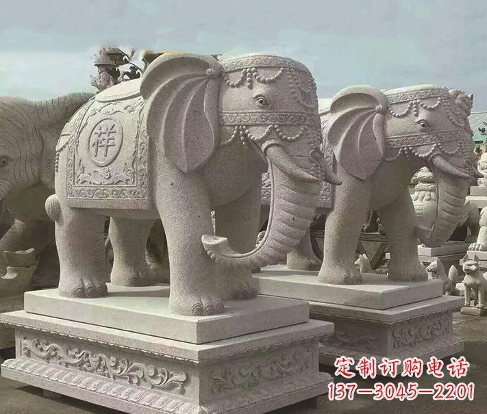 潍坊精美大象大理石雕塑