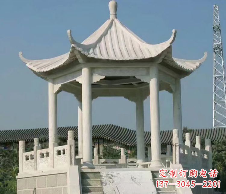 潍坊公园大理石六角石雕凉亭 (3)