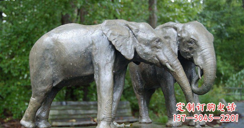 潍坊公园大象动物铜雕 (2)