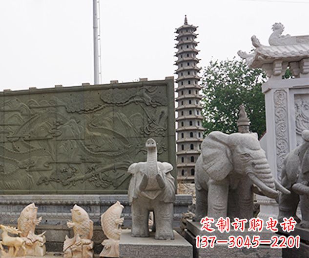 潍坊公园动物大象石雕 (2)
