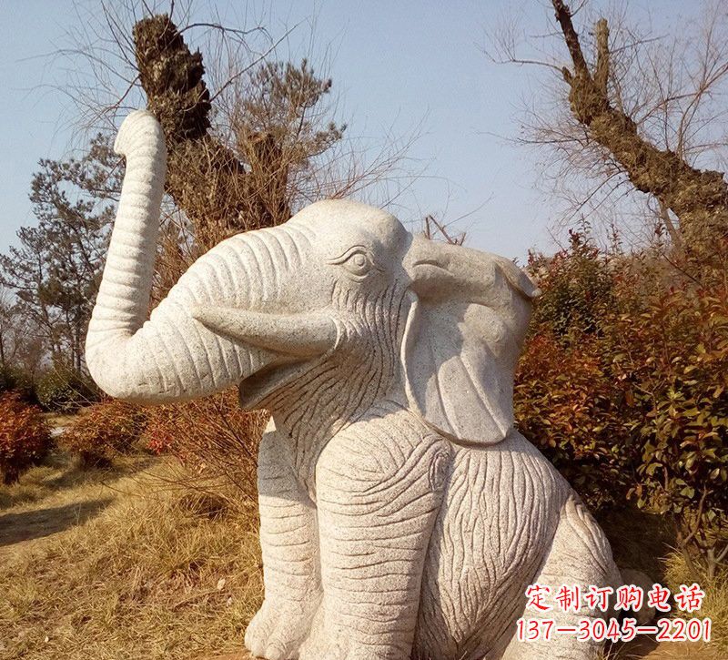 潍坊公园动物大象石雕