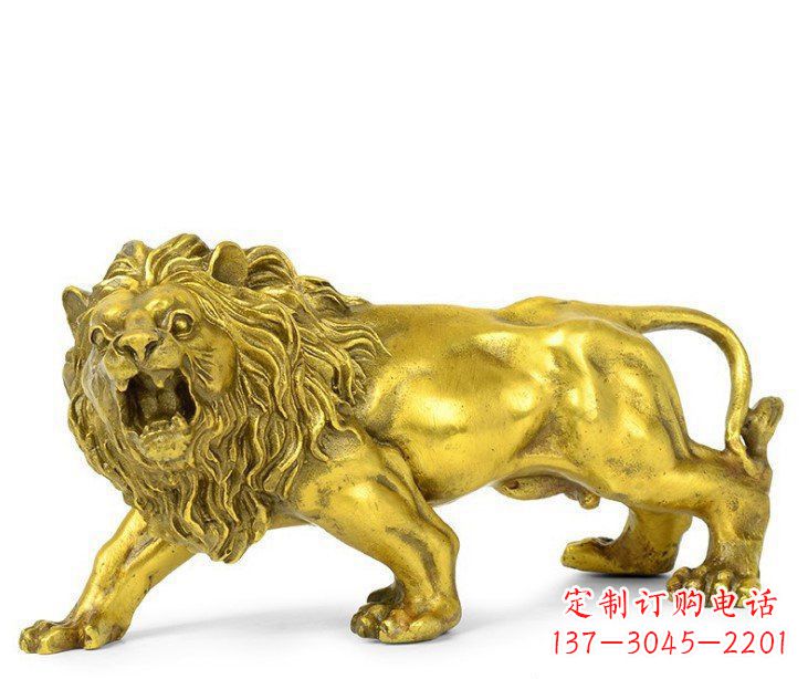潍坊公园动物黄铜鎏金狮子铜雕塑