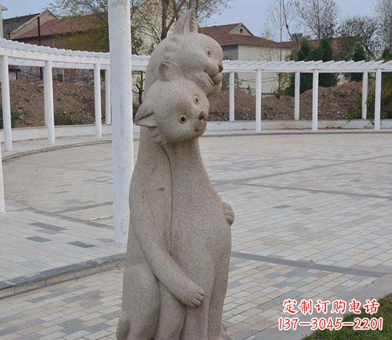 潍坊精美小猫石雕,让您的公园更加美丽
