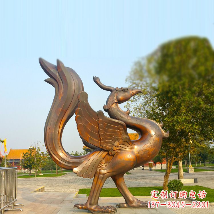潍坊纯铜铸造的四灵之朱雀雕塑