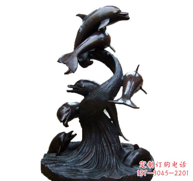 潍坊公园海豚喷泉铜雕