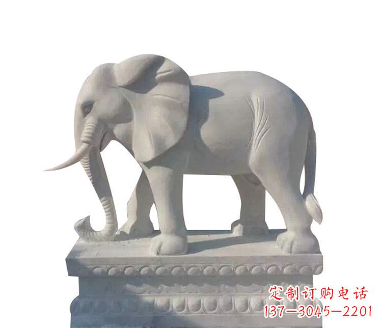 潍坊公园汉白玉大象动物石雕