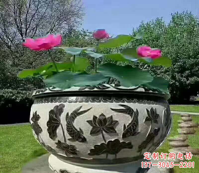 潍坊唯美鲤鱼水缸雕塑