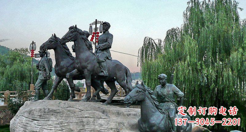 潍坊公园红军骑马景观铜雕