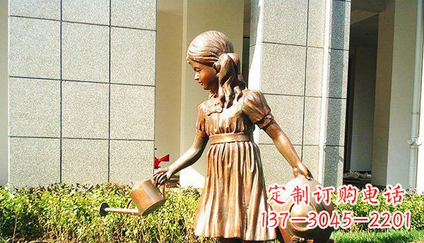 潍坊可爱的公园小女孩铜雕
