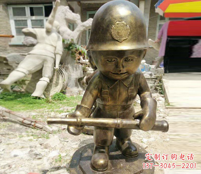 潍坊公园景观摆件小小交通警察铜雕