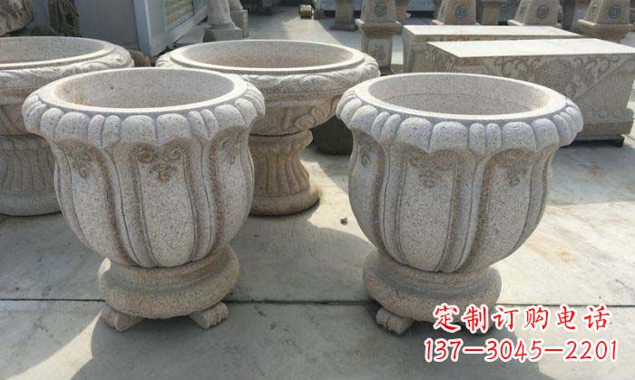 潍坊公园景观大理石花盆石雕 (4)