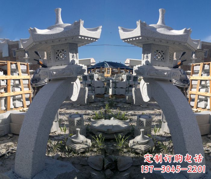 潍坊精美大理石镂空石灯雕塑