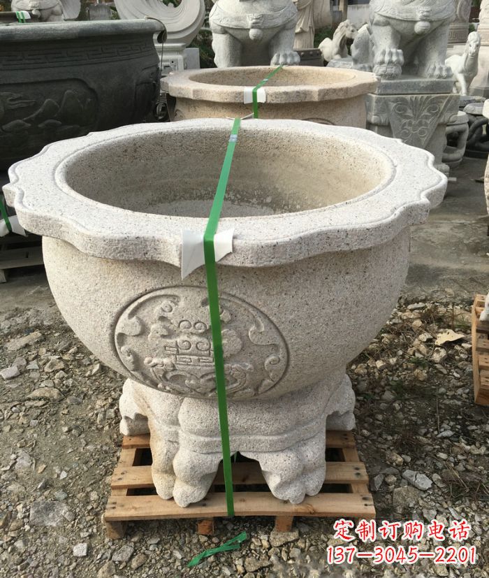 潍坊公园景观大理石水缸石雕