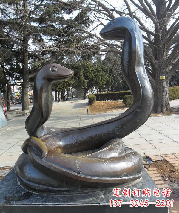 潍坊公园景观动物蛇铜雕