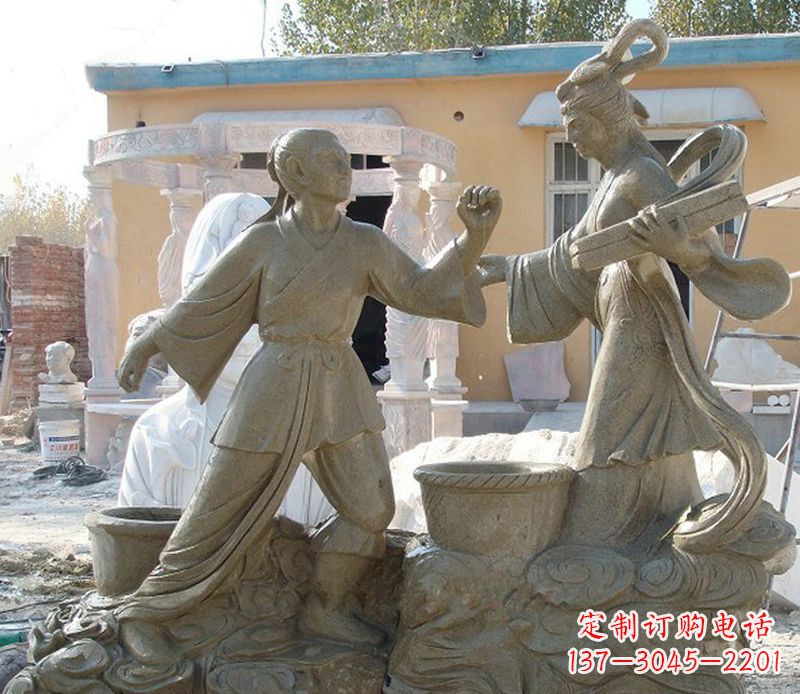 潍坊公园景观牛郎织女石雕