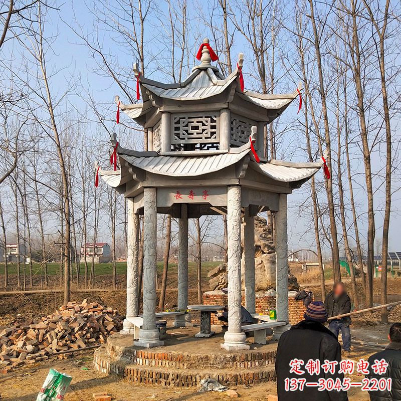 潍坊和谐统一的双层石雕凉亭