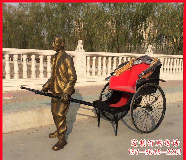 潍坊黄包车铜雕精湛工艺，体现传统文化