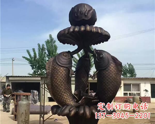 潍坊中领雕塑出品传统意象·鲤鱼铜雕