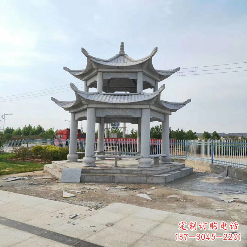 潍坊公园凉亭双层石雕亭子