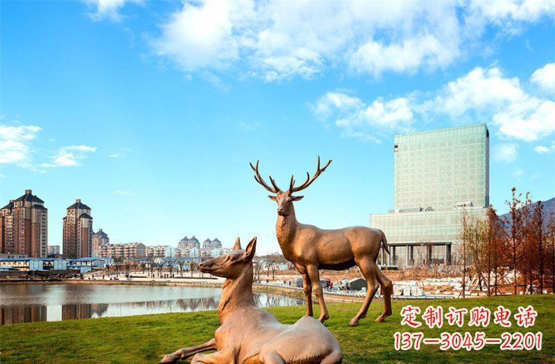 潍坊公园羚羊动物铜雕 (2)