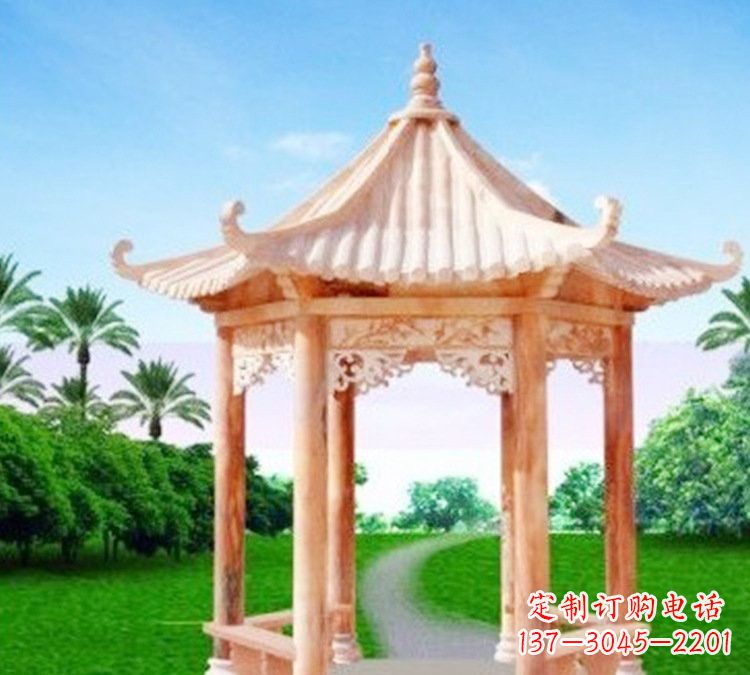 潍坊艺术精美的六角凉亭石雕