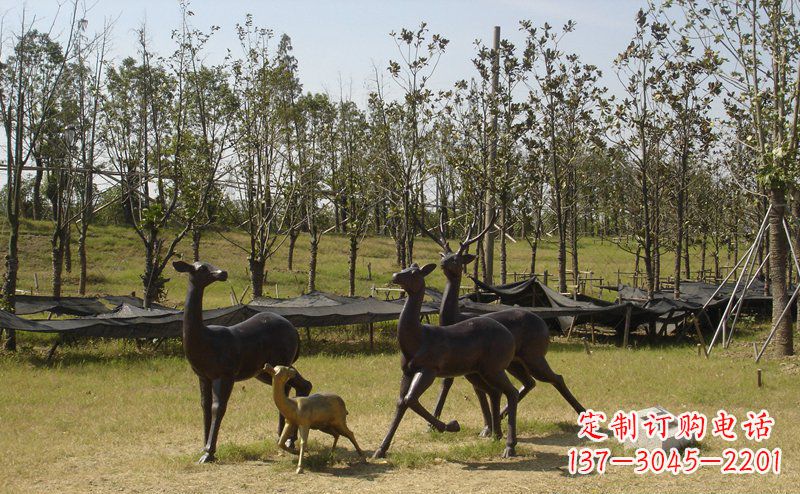 潍坊优雅雕塑-梅花鹿铜雕