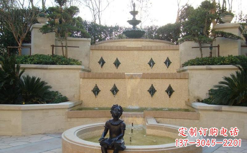 潍坊公园拿着书坐着的西方小女孩人物铜雕