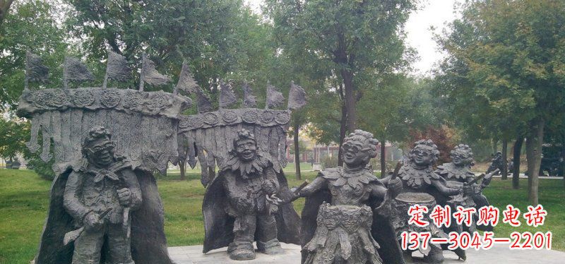 潍坊领雕塑扭秧歌老人铜雕