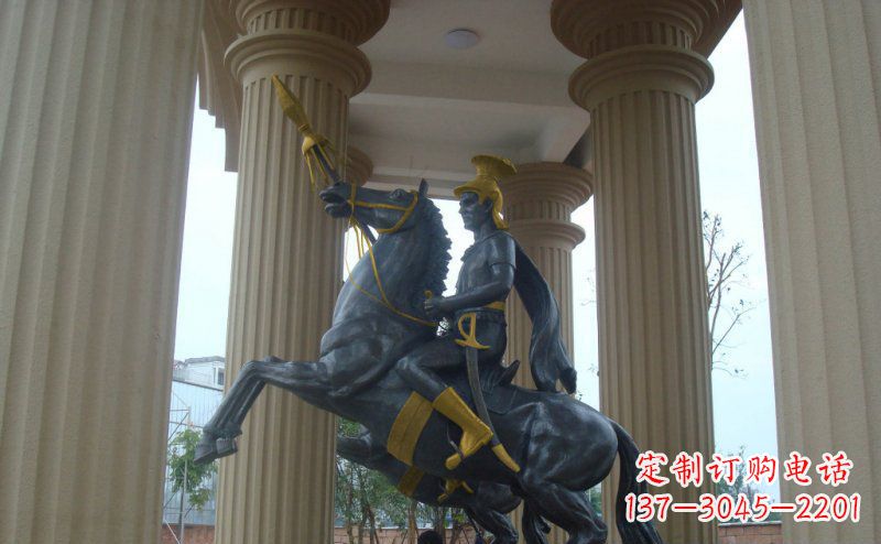 潍坊公园骑马的罗马士兵人物铜雕