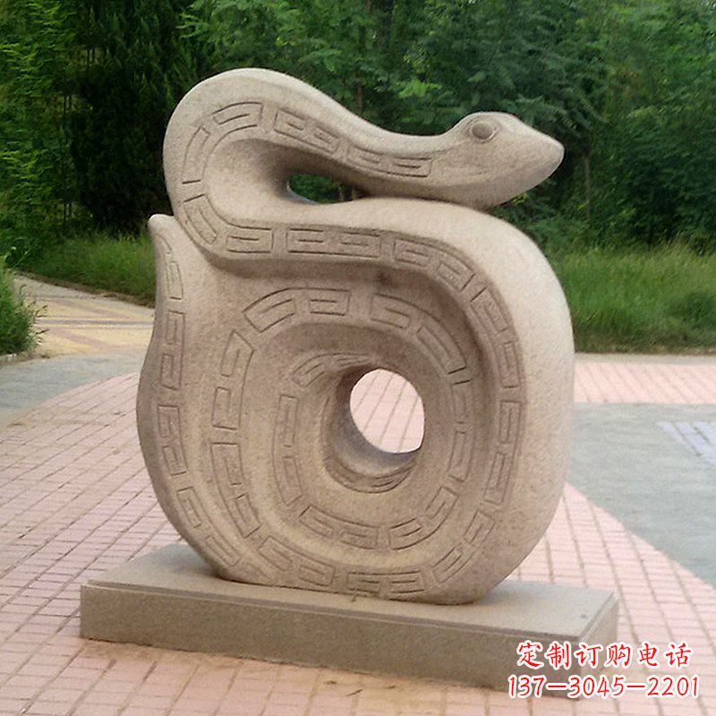 潍坊砂岩动物蛇雕塑