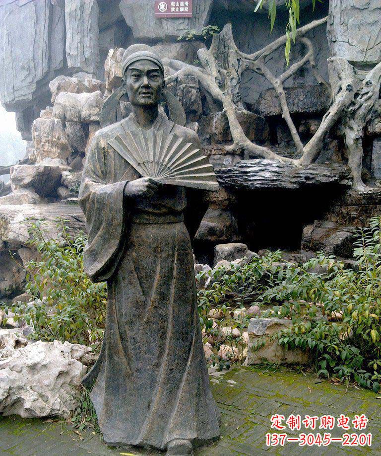 潍坊公园诗人杜甫古代人物铜雕