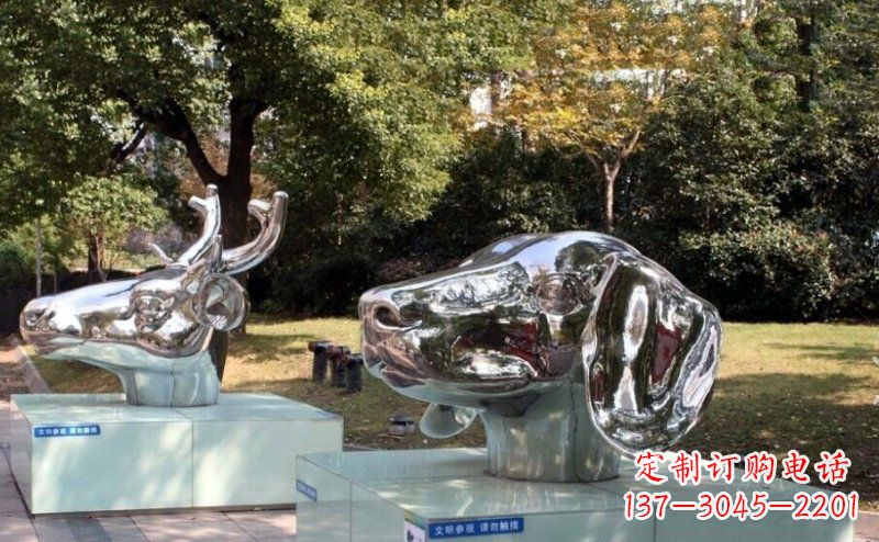 潍坊不锈钢十二生肖头像雕塑