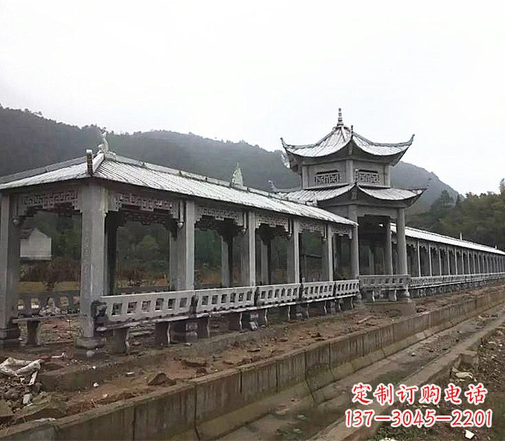 潍坊中领雕塑定制精美的公园石雕亭子长廊