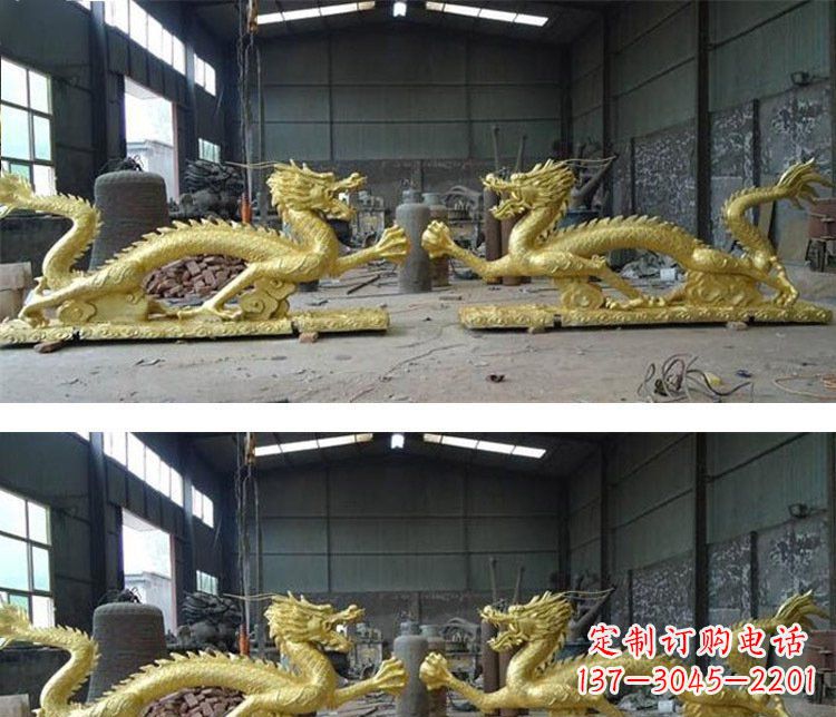 潍坊古典传统双龙戏珠铜雕塑