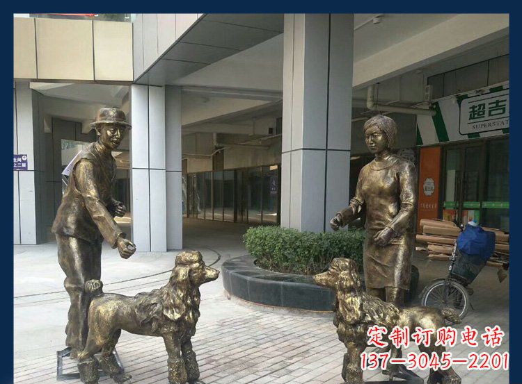 潍坊精美铜雕牧羊犬人物雕塑