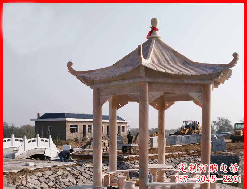 潍坊红六角石凉亭雕塑