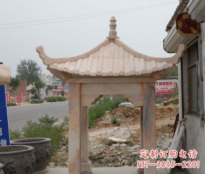 潍坊晚霞红四角凉亭雕塑