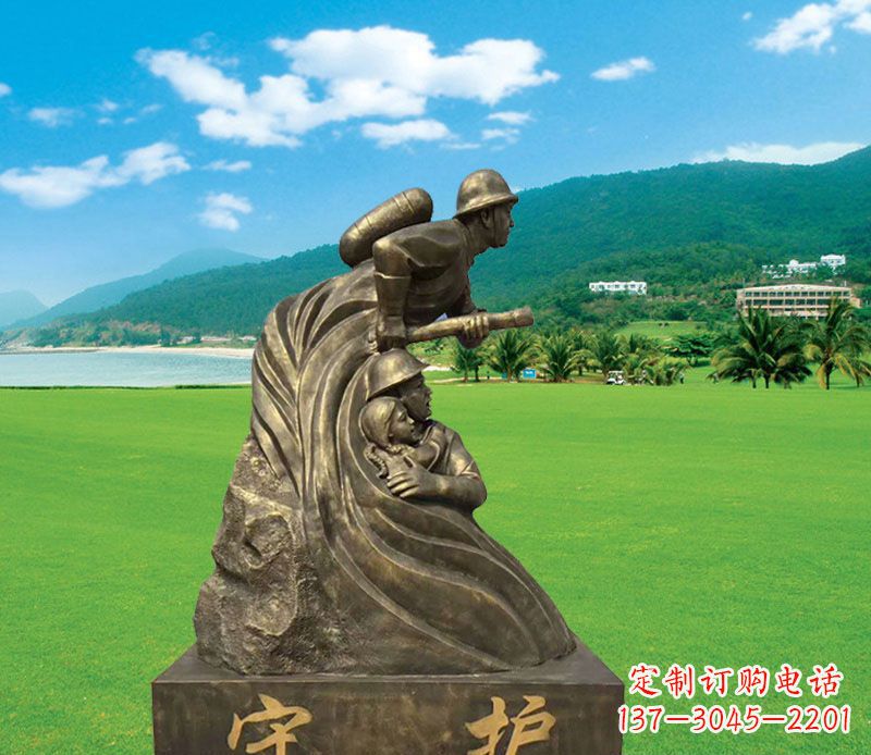 潍坊弘扬消防文化的消防员雕塑