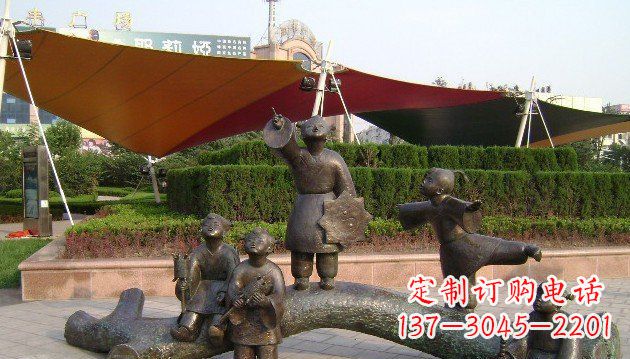 潍坊装饰性的小孩放风筝铜雕