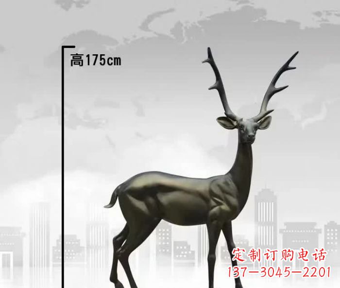 潍坊精致优雅的铜制公园小鹿雕塑