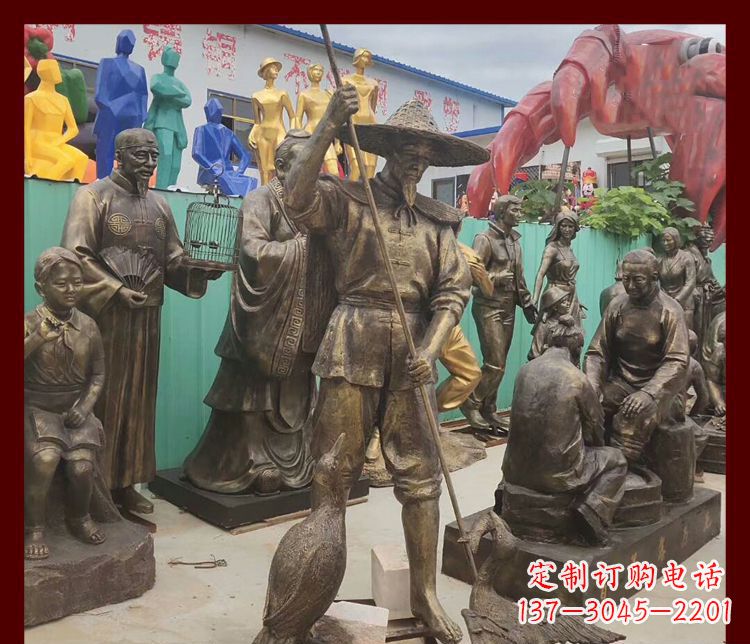 潍坊新中式鸬鹚铜雕塑