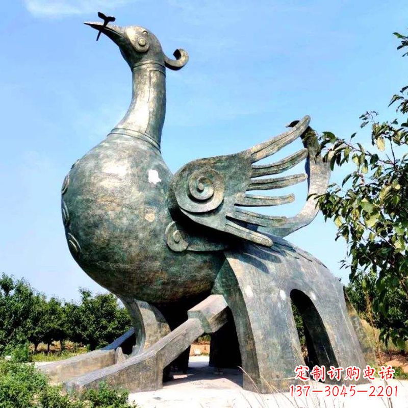潍坊公园园林朱雀铜雕景观雕塑