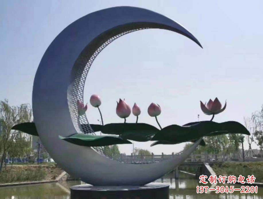 潍坊公园月亮不锈钢景观装饰雕塑