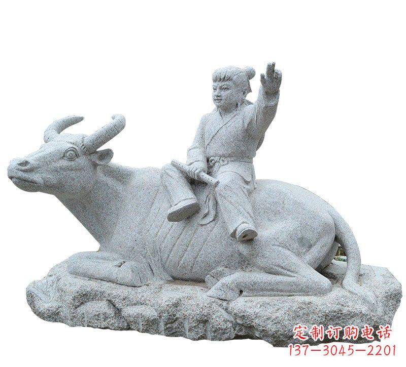 潍坊牧童牛石雕塑，实现公园优雅美观