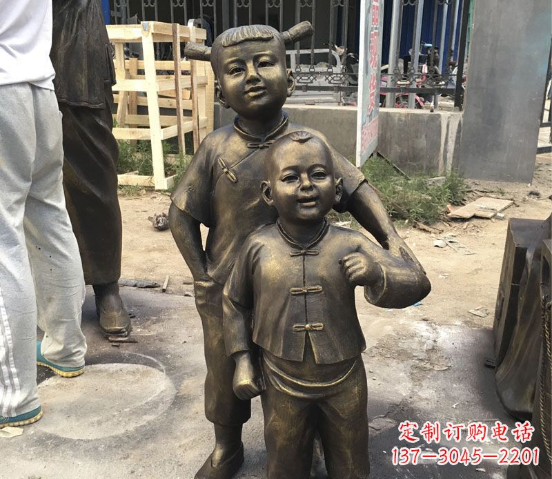 潍坊中领雕塑纯手工古典儿童铜雕