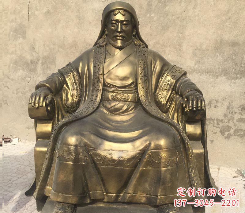 潍坊展现历史荣光的成吉思汗铜雕