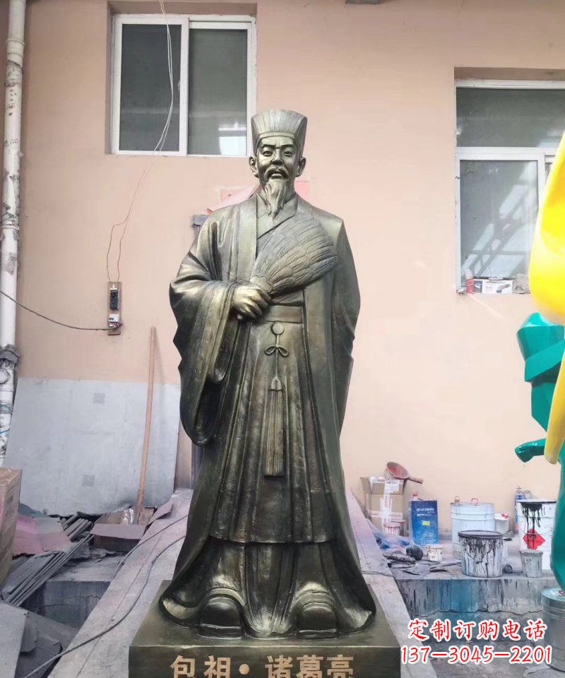 潍坊古代名人诸葛亮铜雕 (2)